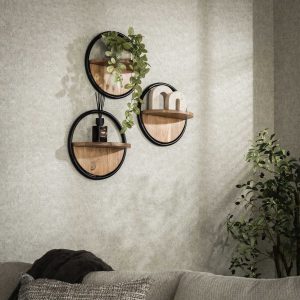 Wandplank Rond Ø35 Massief Acaciahout set van 3