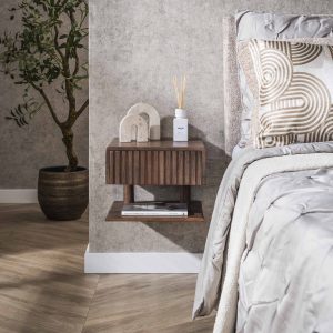 Zwevend Nachtkastje Dex Acaciahout Drift Brown 1 Lade Open Plank