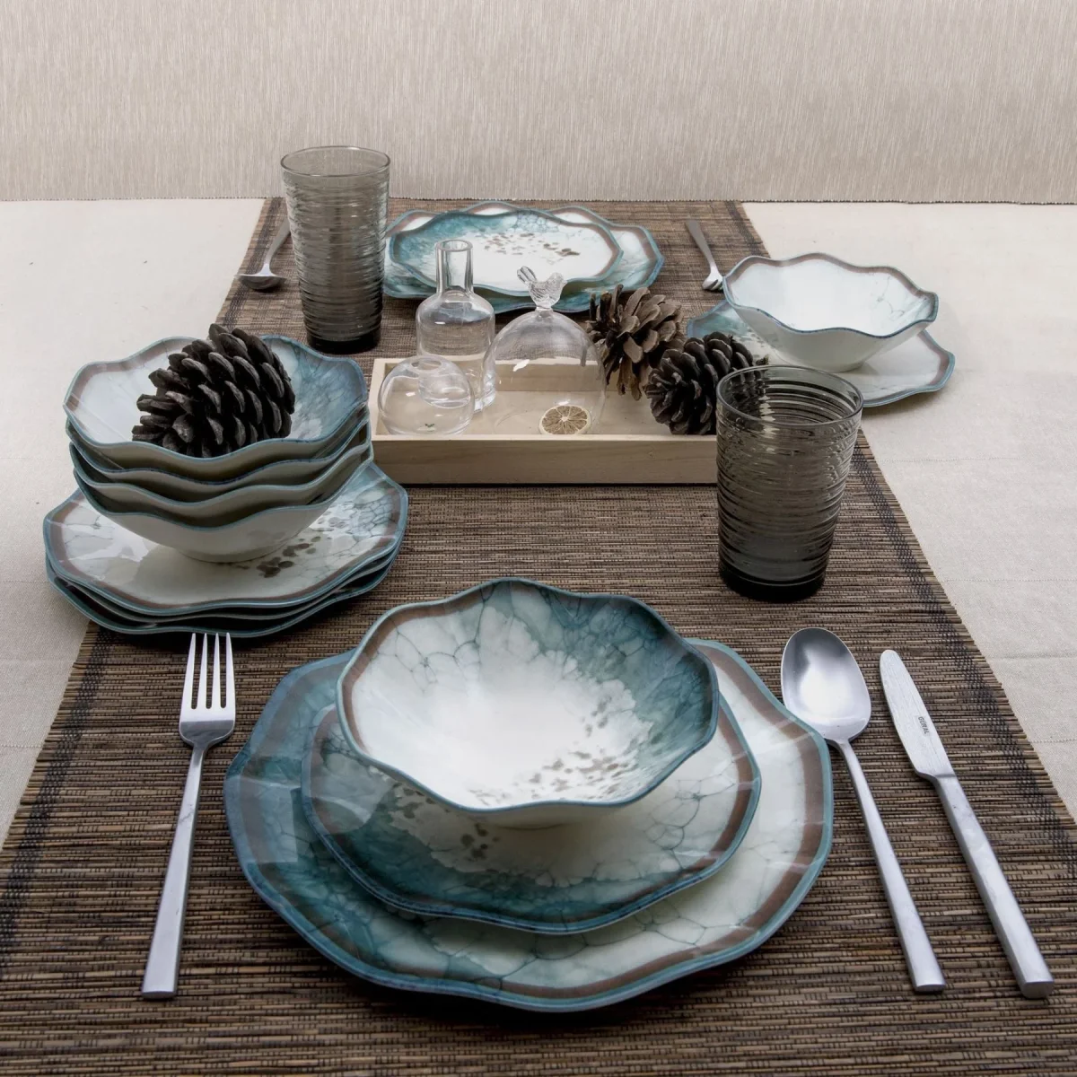Servies set porselein - 24 delig - Oceaan blauw - Lagoon - Afbeelding 6