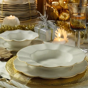 Servies set porselein - 24 delig - Creme met goud - Windsor