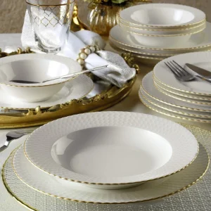 Servies set porselein - 24 delig - Wit met goud - Lancelot