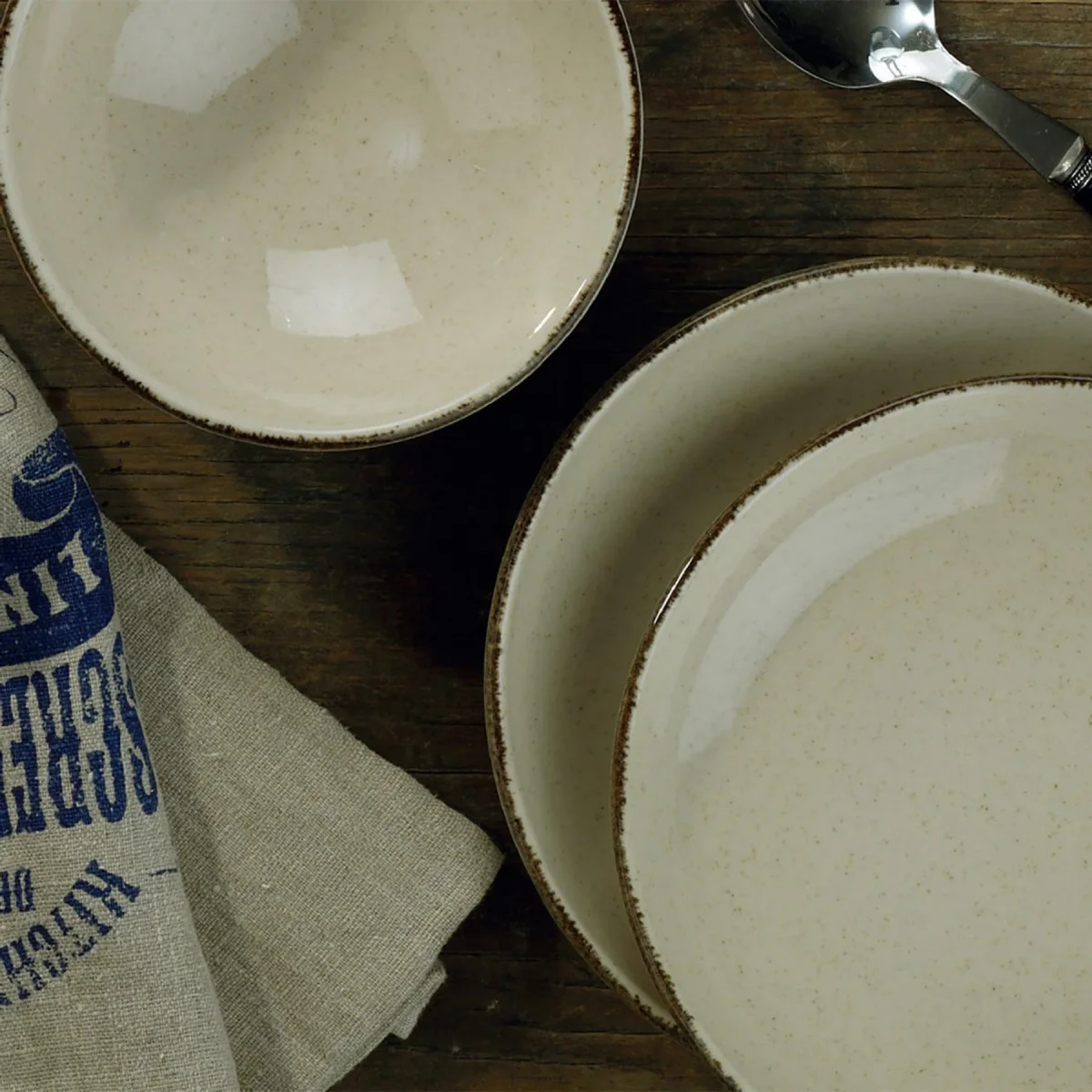 Servies set porselein - 24 delig - Zand rustiek - Sand - Afbeelding 6