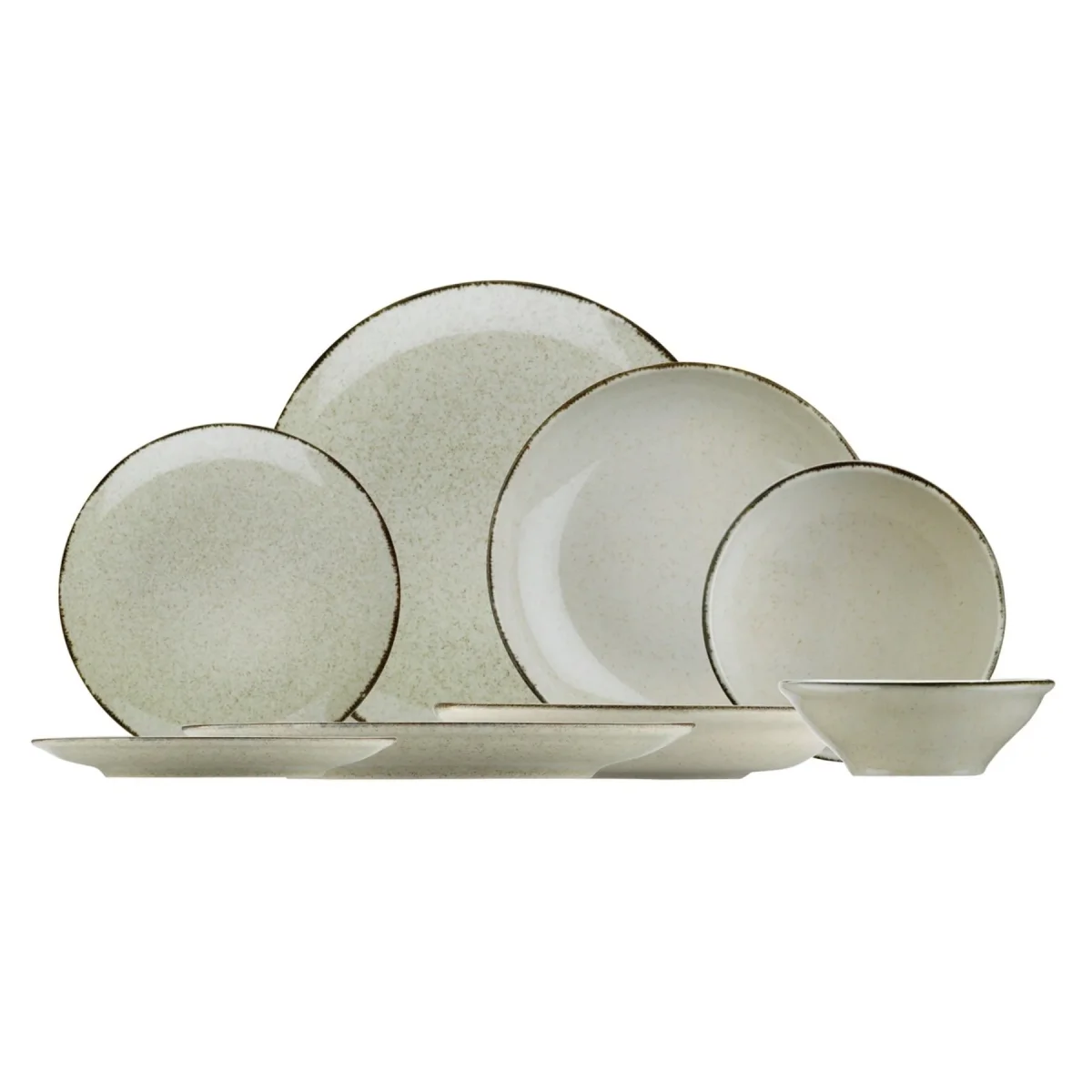 Servies set porselein - 24 delig - Zand rustiek - Sand - Afbeelding 7