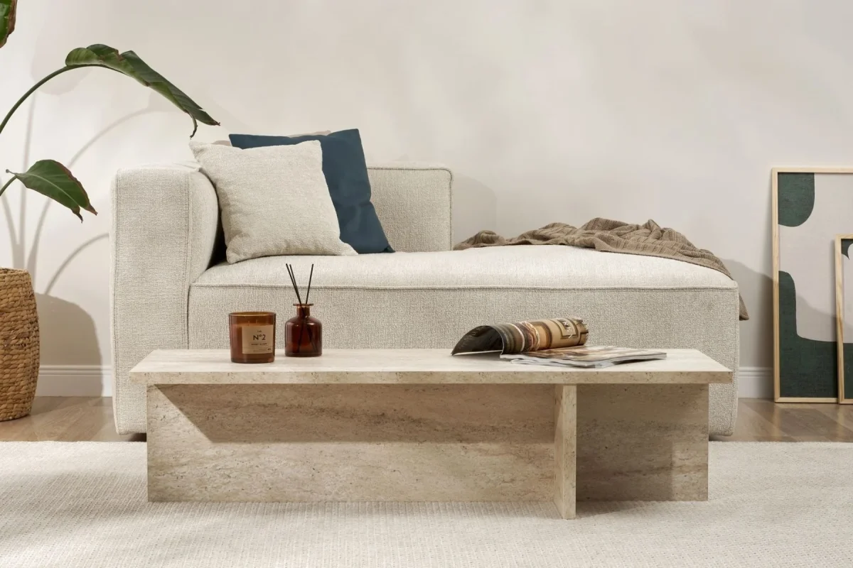 Rechthoekige salontafel travertin melamine - 120x45x30 cm - Portland - Afbeelding 3