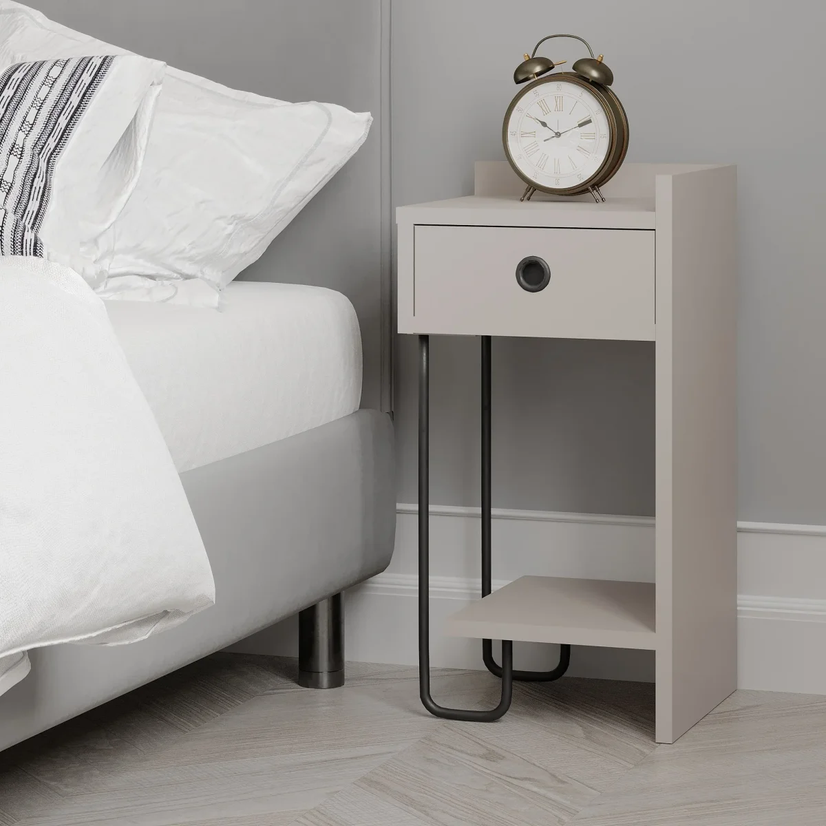 Nachtkastje Sirius Rechts Mokka Melamine 32x61x30 cm - Afbeelding 2