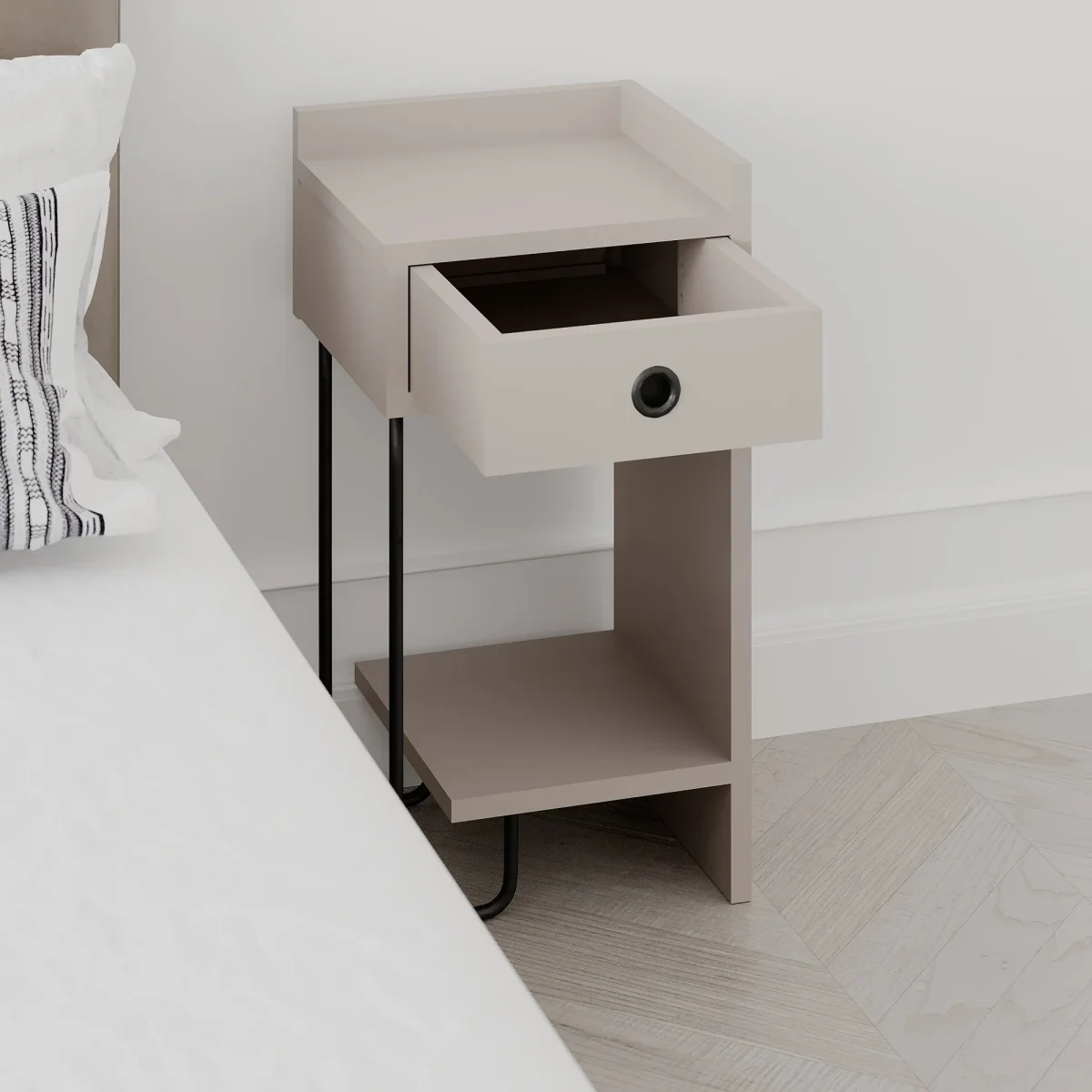 Nachtkastje Sirius Rechts Mokka Melamine 32x61x30 cm - Afbeelding 4