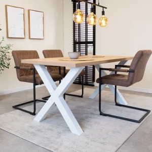 Eettafel Lenzo Rustiek Eiken X-poot wit