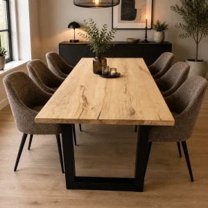 Eiken rechte tafel met U poten