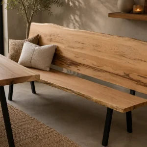 Eiken boomstam eettafel bank