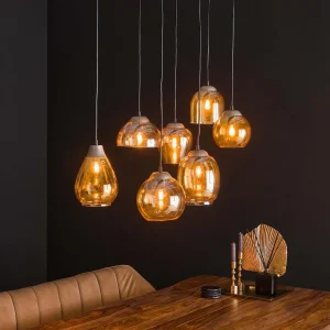 Moderne Hanglamp Felien getrapt mix amberkleurig glas