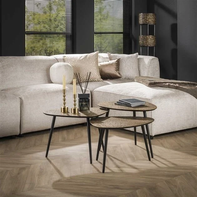 Industriële Salontafel Set van 3 Betty Organisch Goud Metaal - Afbeelding 2